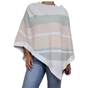 Barefoot Dreams CozyChic Ultra Lite Poncho OS Pink Multi Stripe NWT Neutral Cozy